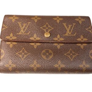LOUIS VUITTON LV Monogram Coated Canvas Porte-Monnaie Tresor Wallet Authentic